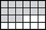 A rectangle cut into a 4 by 6 grid is shown. There are 15 shaded regions.