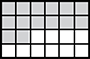 A rectangle cut into a 4 by 6 grid is shown.  There are 14 shaded regions.