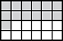 A rectangle cut into a 4 by 6 grid is shown.  There are 13 shaded regions.