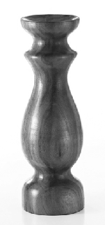 A candlestick featuring lots of subtle, smooth curves, such that it resembles a chess piece.