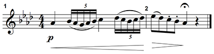 The item contains a two-measure melody in A-flat major and common time. 