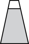 An elongated trapezoid, narrow at the top and wider at the bottom. The top 20 percent of the figure
		is white, while the bottom 80 percent is shaded.