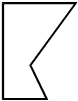 The polygon is oriented with the line segments as follows:  DC is horizontal at the bottom, CB is vertical on the left side, and BA is horizontal on the top
