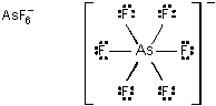 The chemical formula for the compound is capital A lowercase S capital F superscript negative one, subscript 6.