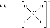 The chemical formula for the compound is capital N capital H superscript positive 1, subscript 4.