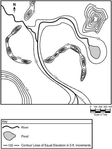 Contour map and key