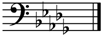 A bass clef with five flats in the following order: B-flat, E-flat, A-flat, D-flat, G-flat.