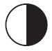 A circle is shown that is white on the left half and black on the right half.
