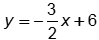 y equals negative three halves x plus six