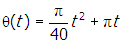 theta of t equals pi over forty baseline t squared plus pi t plus pi