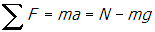 sigma summation of f equals m a equals n minus m g