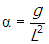 alpha equals g over l squared