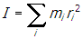 Iota equals sigma summation underscript baseline m subscript i r subscript i baseline squared