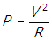 p equals v squared over r