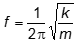 frequency equals 1 over 2 pi times the square root of k over m