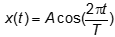 x of t = A cosine 2pi t over upper T