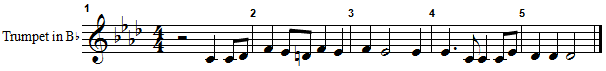 The alto line is transposed down a major second