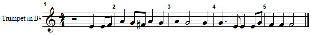The alto line is transposed up a major second